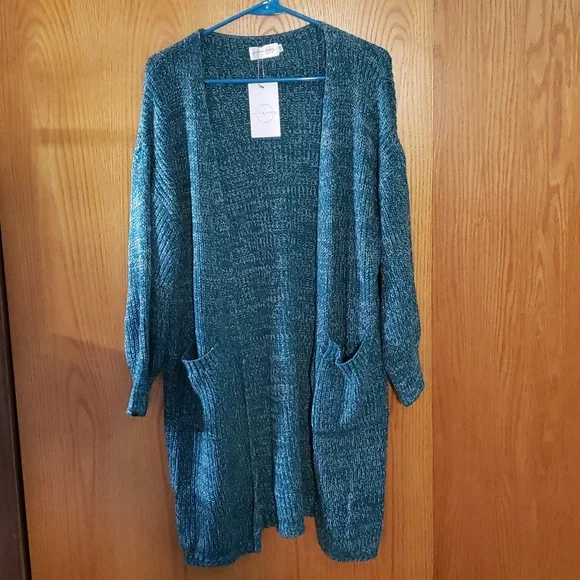 Cozy Dark Teal Duster Cardigan. NWT. Pockets!  Marled. - Picture 8 of 12